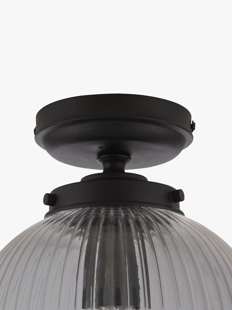 John Lewis vintage globe flush outdoor light in clear and black (British brand)