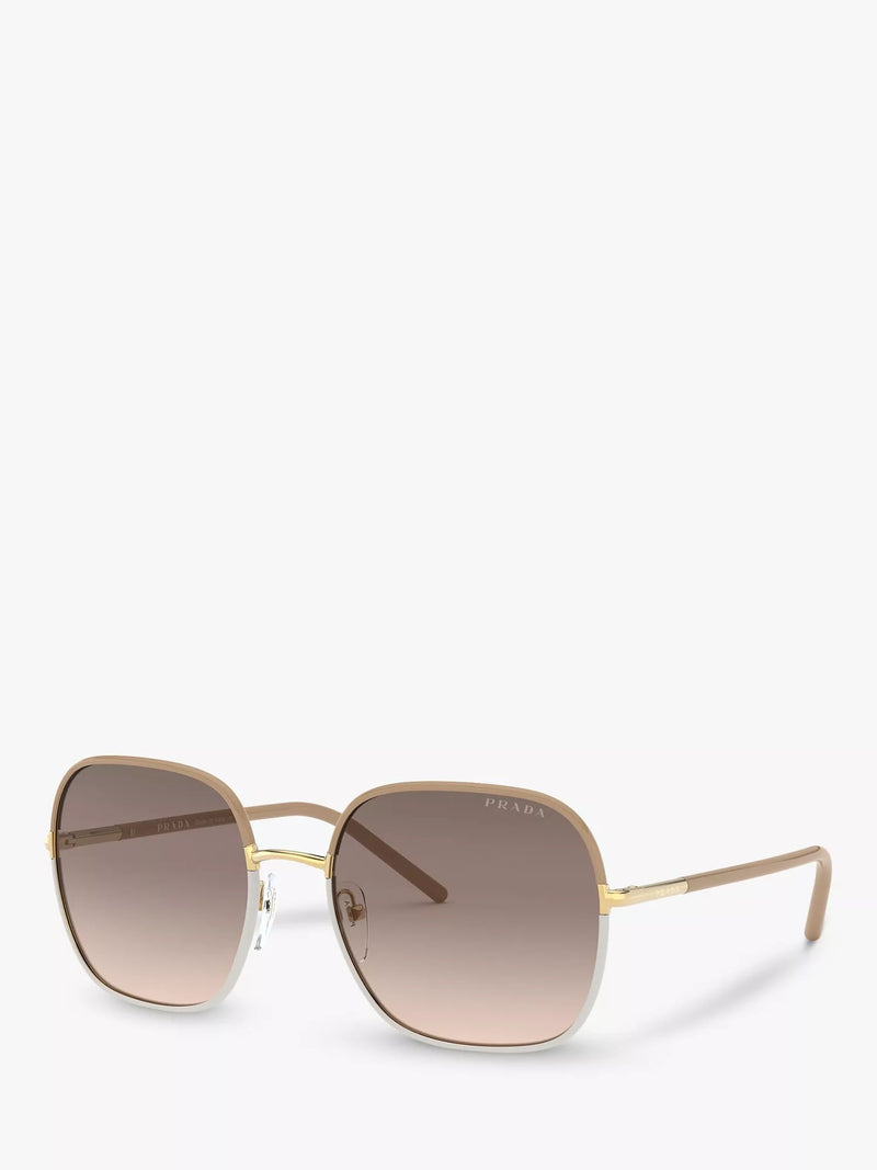 Prada PR 67XS Women's Square Sunglasses, Gold/Beige/Light Brown Gradient