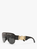 Versace women's irregular sunglasses in black/grey polyamide, imported from the UK