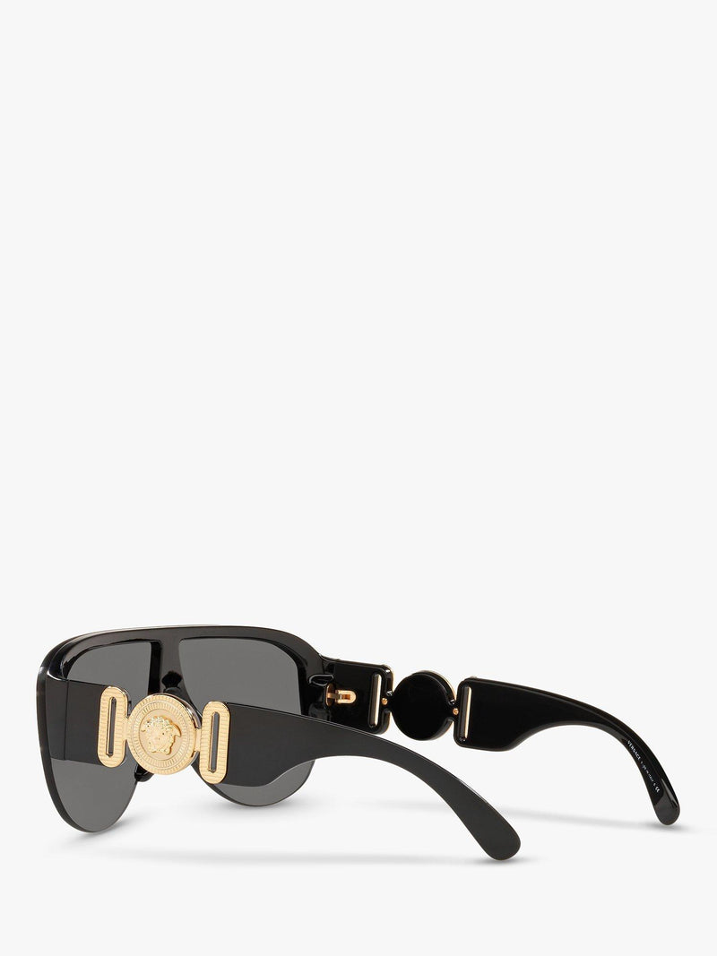 Versace women's irregular sunglasses in black/grey polyamide, imported from the UK
