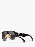 Versace women's irregular sunglasses in black/grey polyamide, imported from the UK