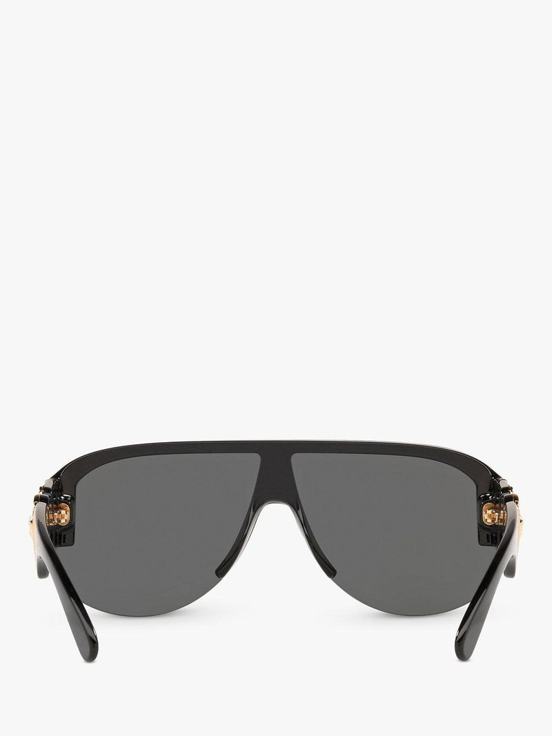 Versace women's irregular sunglasses in black/grey polyamide, imported from the UK
