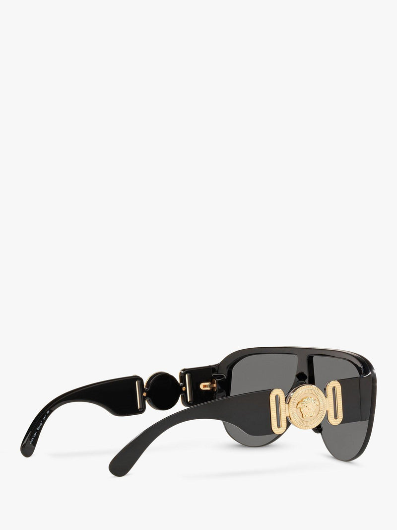 Versace women's irregular sunglasses in black/grey polyamide, imported from the UK