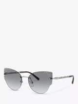 John Lewis Michael Kors St Anton Studded Cat's Eye Sunglasses Silver/Grey Gradient 57mm- Buy online at McGrocer