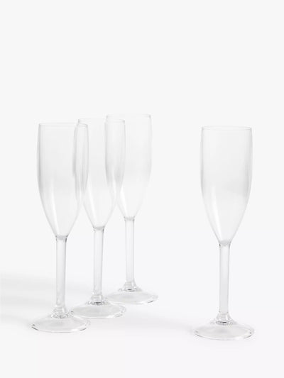 John Lewis John Lewis Plastic Picnic Champagne Flutes Set of 4 Clear 180ml- Buy online at McGrocer