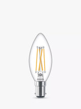 John Lewis Philips 40W B35 B15 BC LED Dimmable Candle Bulb, Clear- Buy online at McGrocer