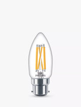 John Lewis Philips 40W B35 B22 BC LED Dimmable Candle Bulb, Clear- Buy online at McGrocer