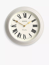 John Lewis Jones Clocks Supper Club Roman Numeral Analogue Wall Clock, 40.5cm, Powder Grey- Buy online at McGrocer