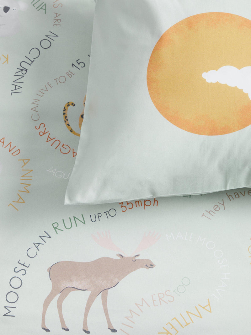 John Lewis reversible world map pure cotton duvet cover and pillowcase set, single, green, UK version