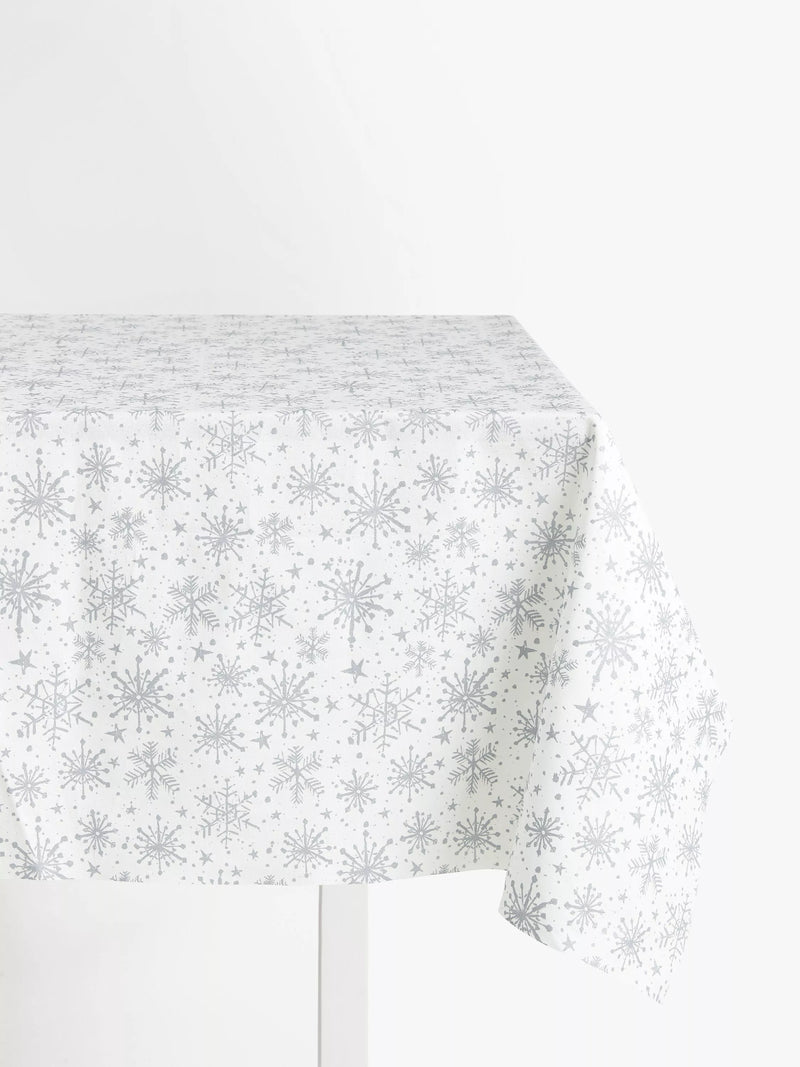 John Lewis silver snowflake PVC tablecloth fabric (British brand)