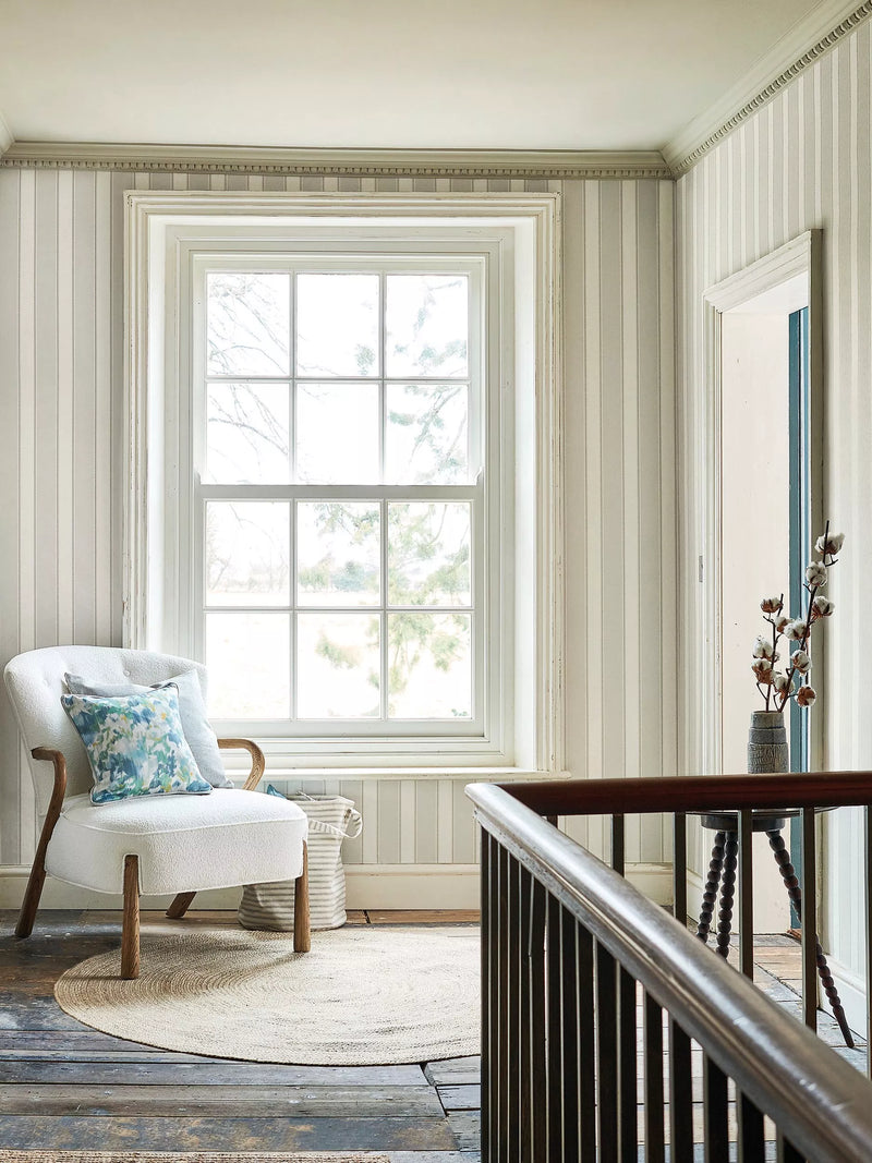 Sanderson Sonning striped wallpaper with decorative braid (British brand)