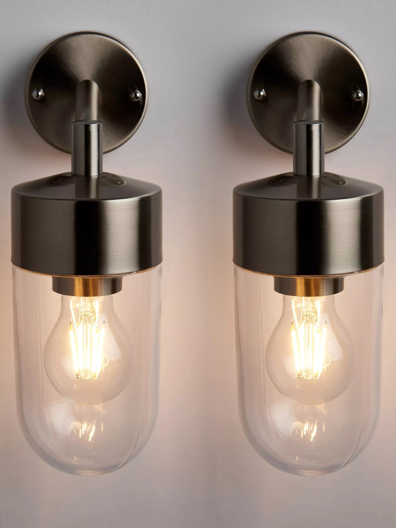 John Lewis outdoor wall lights set of 2 brushed steel - British product