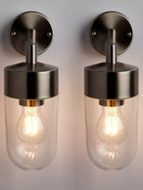 John Lewis John Lewis Ahead Outdoor Wall Lights, Set of 2, Brushed Steel- Buy online at McGrocer