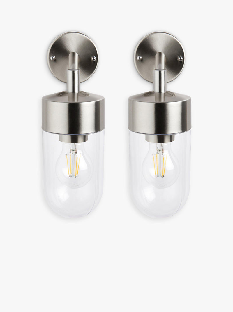 John Lewis outdoor wall lights set of 2 brushed steel - British product