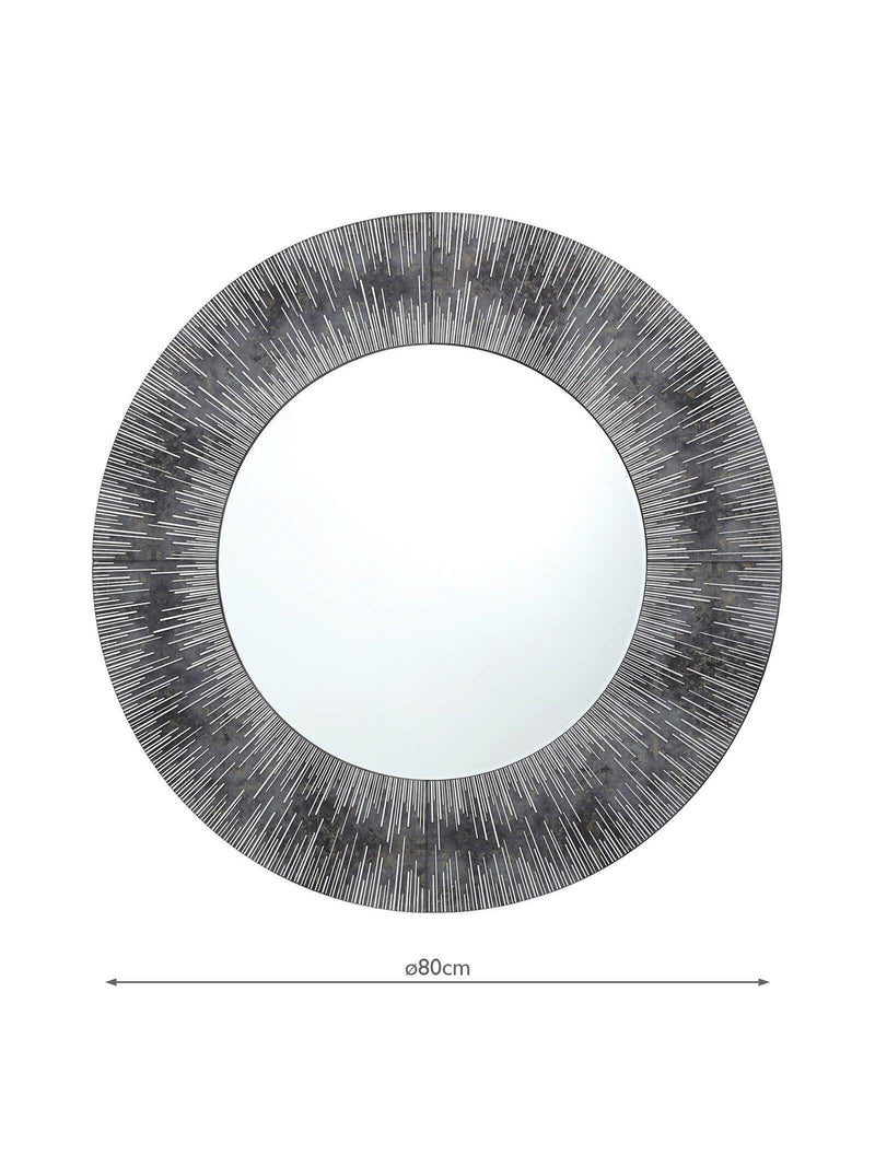 Där Neome round wall mirror 80cm grey silver, imported from the UK