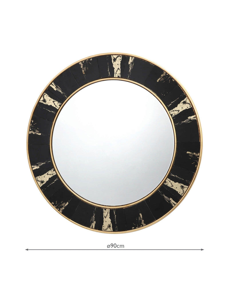 Där Sidone round wall mirror black gold 80cm, imported from the UK