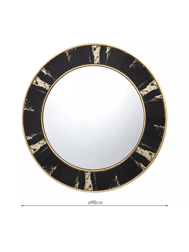 Där Sidone round wall mirror black gold 80cm, imported from the UK