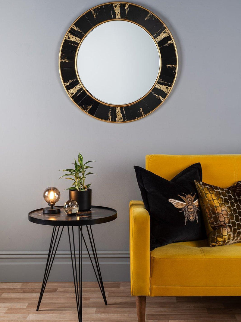 Där Sidone round wall mirror black gold 80cm, imported from the UK