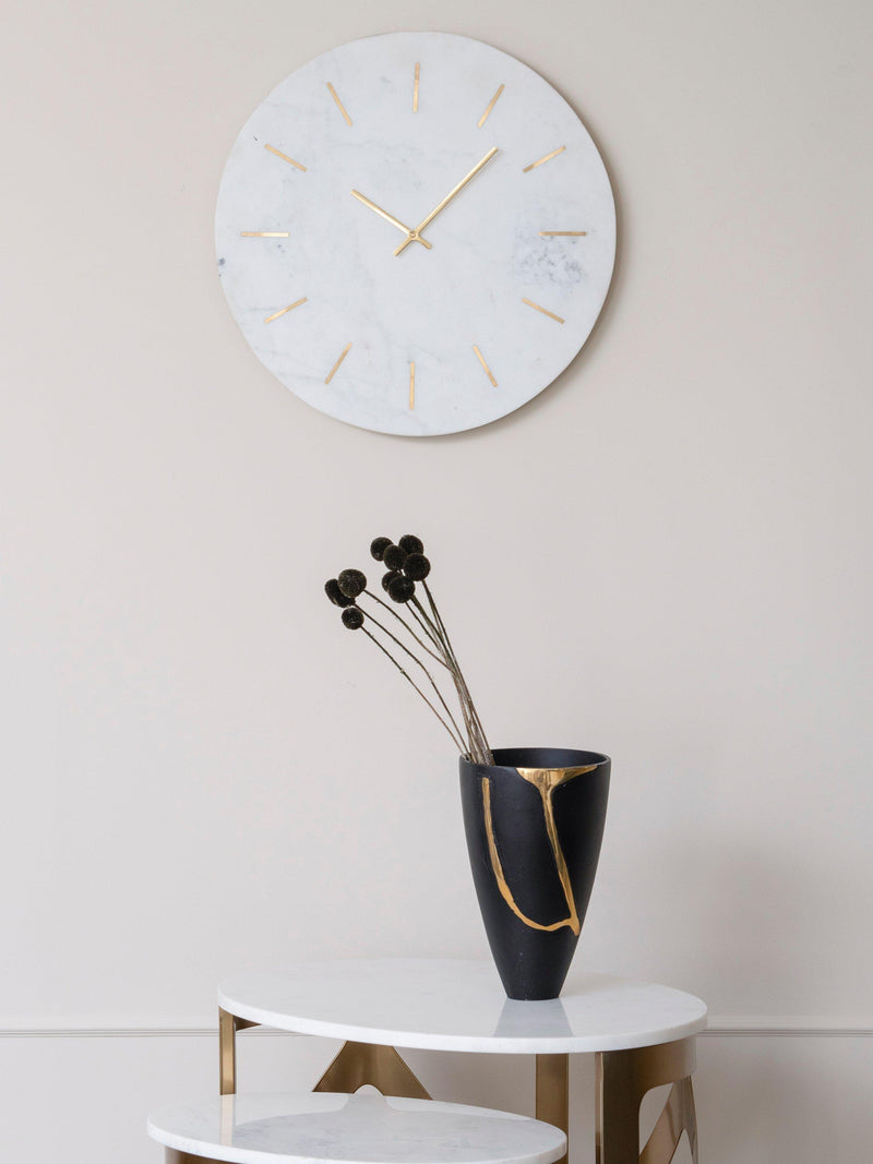 Libra Interiors marble wall clock white 43cm, UK version