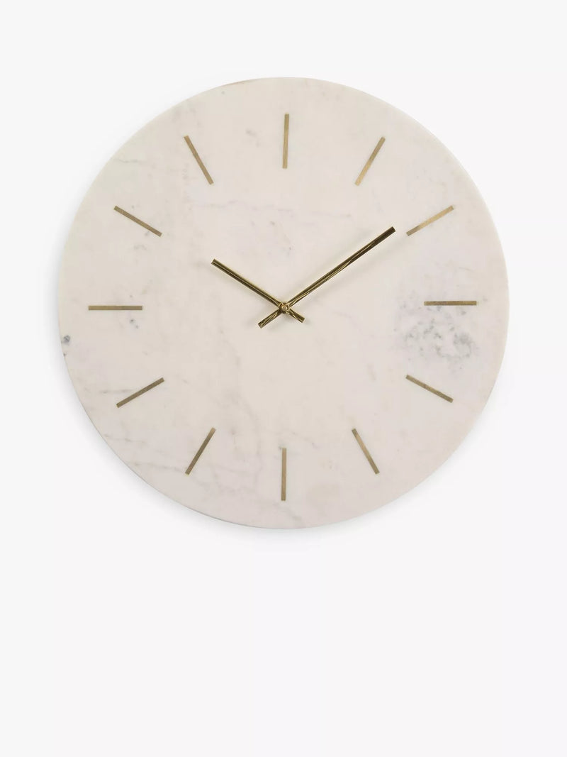 Libra Interiors marble wall clock white 43cm, UK version