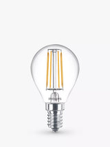 John Lewis Philips 4.3W E14 SES LED Non-Dimmable Classic Bulb, Clear- Buy online at McGrocer
