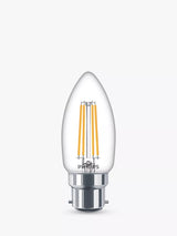 John Lewis Philips 4.3W B22 BC LED Candle Bulb, Clear- Buy online at McGrocer