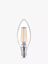 John Lewis Philips 4.3W E14 SES LED Non-Dimmable Candle Bulb Clear- Buy online at McGrocer