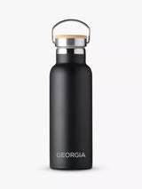 John Lewis Treat Republic Personalised Stainless Steel & Bamboo Drinks Bottle, 500ml, Black- Buy online at McGrocer