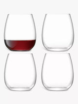 John Lewis LSA International Borough Stemless Red Wine Glasses, Set of 4, 455ml, Clear- Buy online at McGrocer
