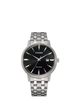 John Lewis Citizen Men's Eco-Drive Date Bracelet Strap Watch, Silver/Black- Buy online at McGrocer