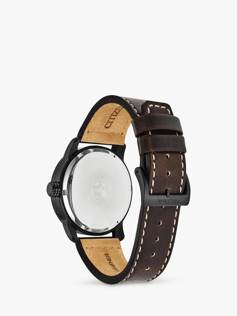 Citizen men's day date leather strap watch 42mm, imported from the UK