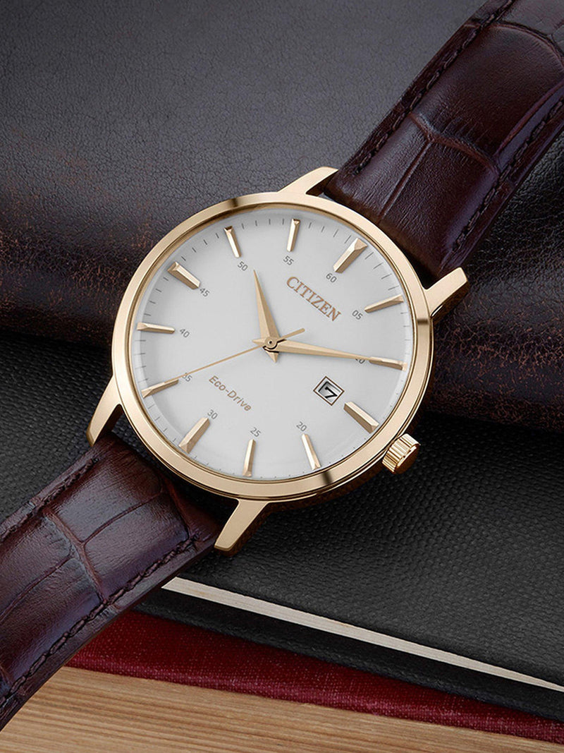 Citizen Eco-Drive watch with leather strap 40mm (British brand)