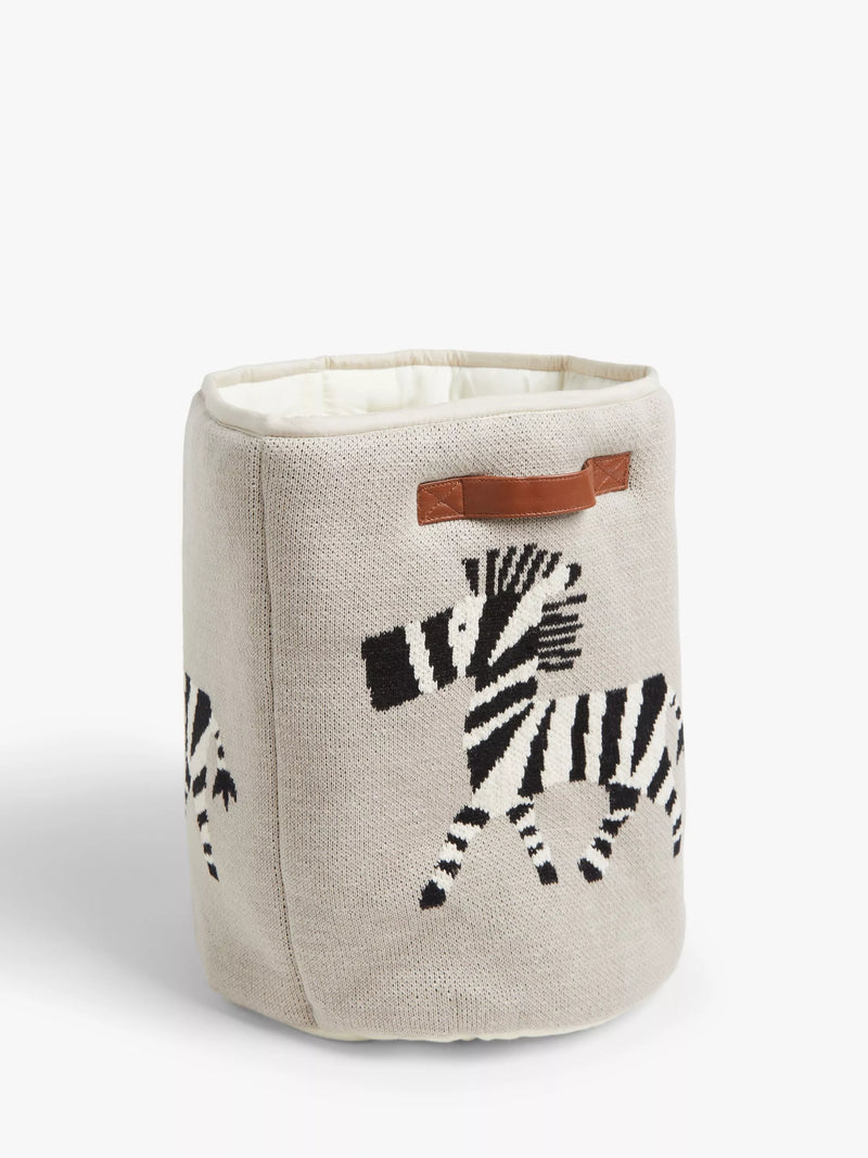John Lewis zebra knitted storage basket natural (British brand)