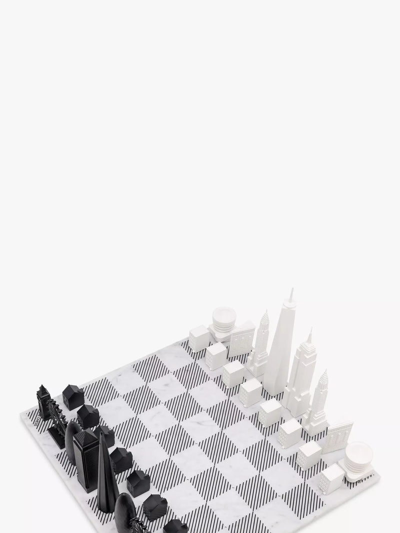 Skyline Chess New York City versus London marble board set - British product