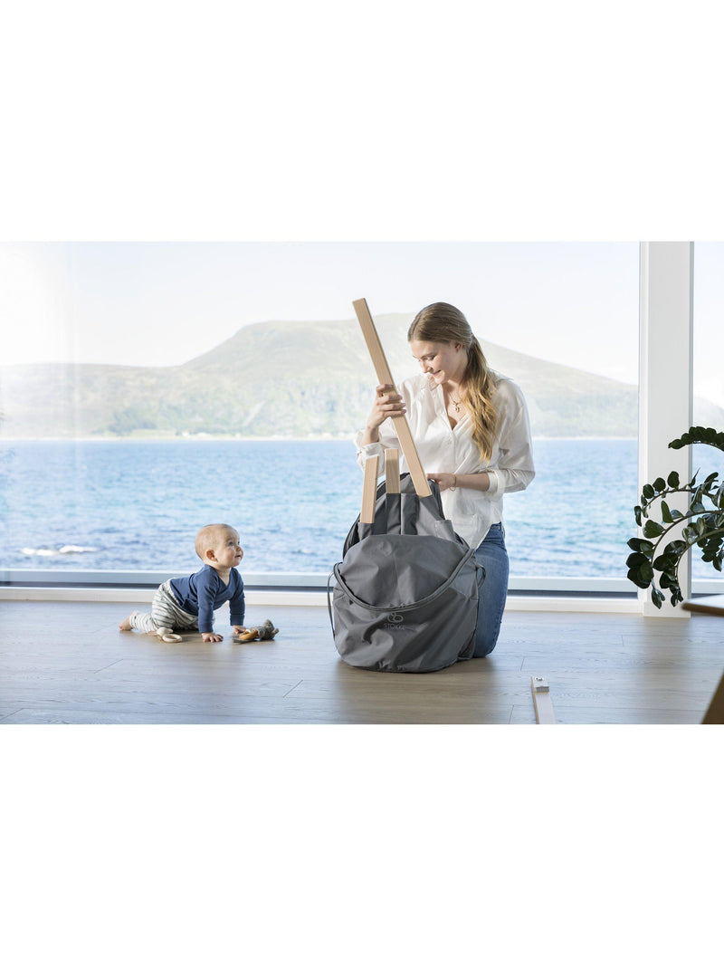 Stokke dark grey highchair travel bag with carry handle and pockets (British brand)