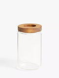 John Lewis Airtight Glass Storage Jar with Acacia Wood Lid, 750ml, Medium