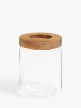John Lewis John Lewis Airtight Glass Storage Jar with Acacia Wood Lid Clear/Natural 500ml- Buy online at McGrocer