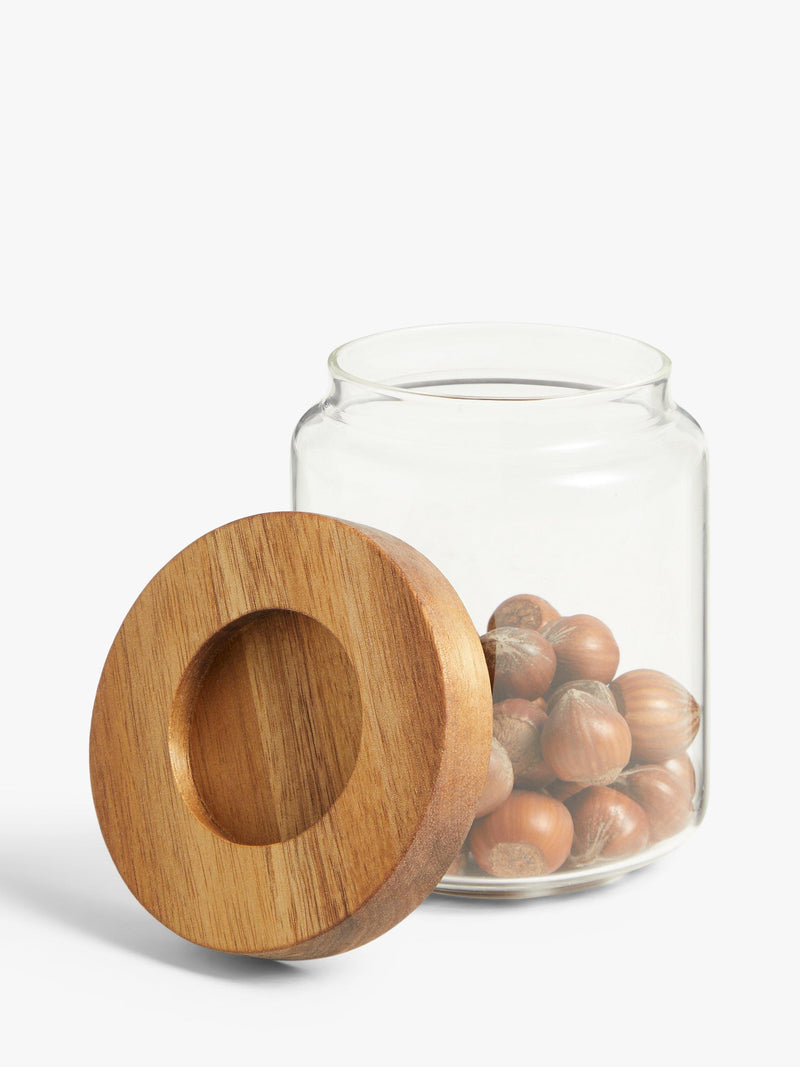 John Lewis glass storage jar with acacia wood lid 500ml (British brand)