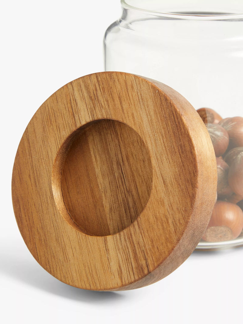 John Lewis glass storage jar with acacia wood lid 500ml (British brand)