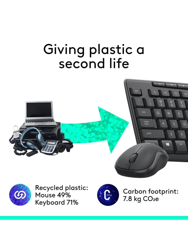 Logitech MK295 silent wireless keyboard and mouse set - British product