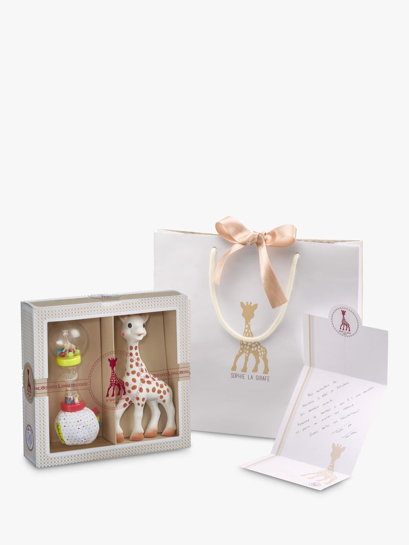 Sophie la girafe gift set with teether and maracas (British brand)