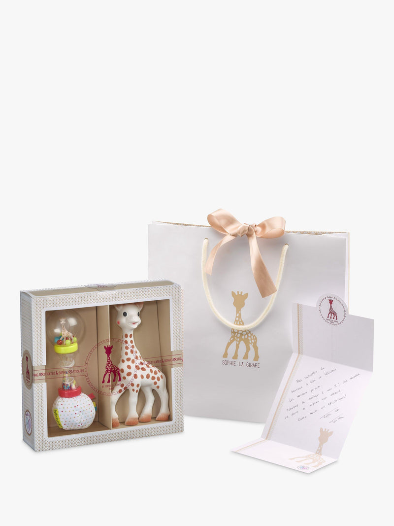 Sophie la girafe gift set with teether and maracas (British brand)