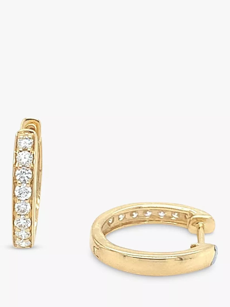 E.W Adams 18ct yellow gold diamond hoop earrings (British brand)
