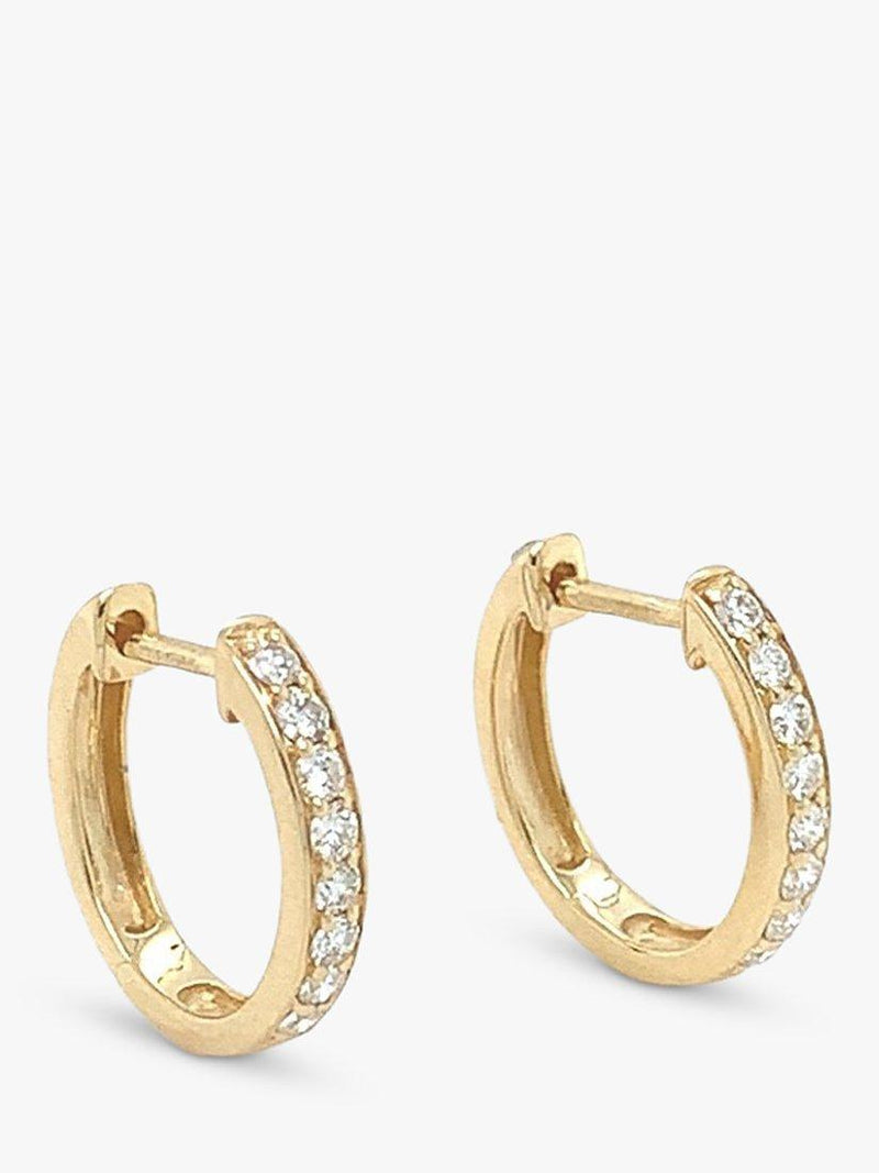 E.W Adams 18ct yellow gold diamond hoop earrings (British brand)