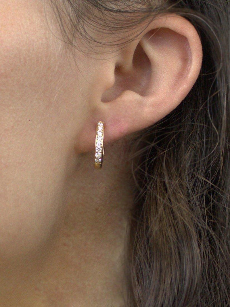 E.W Adams 18ct yellow gold diamond hoop earrings (British brand)