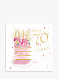 Woodmansterne 70th birthday cake card with envelope, imported from the UK