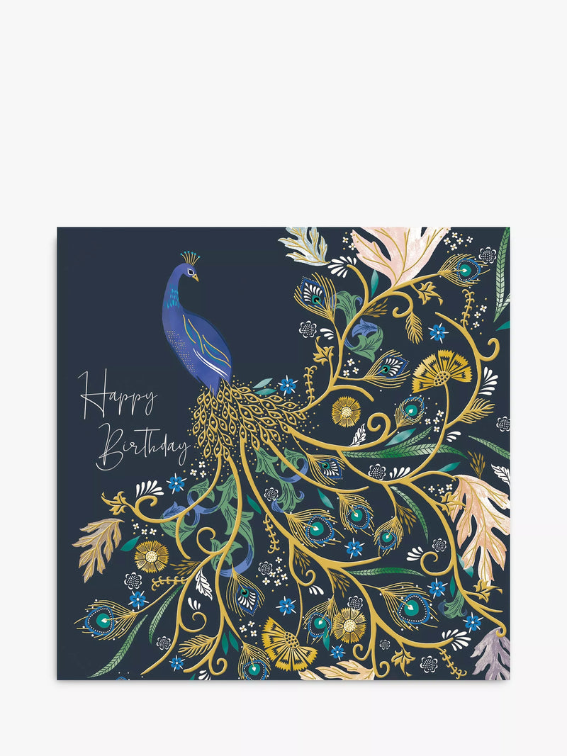 Woodmansterne Peacock birthday card, FSC certified, imported from the UK