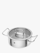John Lewis ZWILLING Pro Stainless Steel Serving Pan & Glass Lid 24cm- Buy online at McGrocer