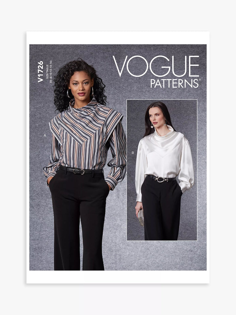 Vogue sewing pattern 1726, misses top pattern - British product