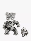 Royal Selangor Mini Groot figurine and Avengers lapel pin set - British product